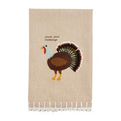 a hand towel with a turkey on it and the words count your thanksgiving written in white