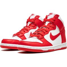 Nike Dunk High Grade School Championship Red Size:5y Brand New Nike Nmd, Girls Basketball Shoes, Nike Original, Retro Basketball Shoes, Nike Tanjun, Nike Air Shoes, Nike Dunk High, Dunk High, Red Nike