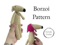 two crocheted stuffed animals are being held by someone's hand with the text, bozoi pattern