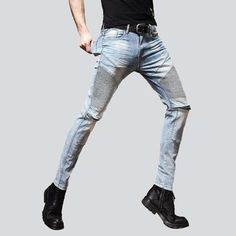 Step up your fashion game with our 2023 Spring-Summer Collection of men's biker jeans! These bleached skinny jeans feature a mid-waist. zipper & button closure. and stretchy fabric that ensures ultimate comfort & style. With a modern fashion statement that captures the season's trends and an embellished pattern to add an air of sophistication. these jeans are the perfect balance of fashion and function.Distinctive Features: Biker Style: Get the perfect biker look with these jeans. featuring a zi Light Wash Stretch Jeans For Streetwear, Biker Style Straight Leg Jeans For Streetwear, Stretch Light Wash Jeans For Streetwear, Biker Denim Bottoms For Streetwear, Light Wash Zip Fly Jeans For Streetwear, Fitted Jeans For Streetwear With Zipper, Fitted Jeans With Zipper Closure For Streetwear, Slim Fit Jeans With Zip Fly For Streetwear, Slim Fit Zip Fly Jeans For Streetwear