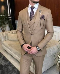 This is a Classy Brown color 3 Piece Suit by fixashop /crafted from high quality fabric and imported materials. Our products are handcrafted by experienced tailors who make sure the that the stitching is precise, lining is proper and the overall product is sturdy enough to not go out of shape for more than a few years. Also all our products have extra margins in their length, sleeves, sides so it's easily alterable if your size changes after some time. To see more available colours and designs in this collection, Check out the ' Collection' Section. *This is a 3 piece set of a Coat+westcoast+pant  *We also offer customization so we can provide you an even better fit if you massage us your measurements (in inches) of Chest, Stomach, Waist, Hip, Shoulder and Actual Height after ordering. *Wa Brown Slim Fit Sets For Semi-formal Occasions, Fitted Brown Formal Sets, Brown Three-piece Suit For Semi-formal Events, Formal Brown Suiting Fabric Set, Brown Three-piece Suit For Semi-formal Occasions, Brown Formal Suiting Fabric Set, Brown Semi-formal Three-piece Suit, Brown Tailored Sets With Suit Collar, Brown Notch Lapel Suit For Groom