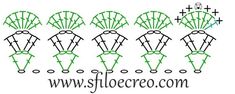 an embroidery pattern with green and black designs on it