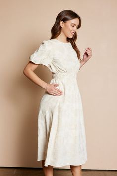 Oatmeal jacquard midi dress-NEW – JanieLanie Beige Midi Dress With Elastic Waistband, Modest Cream Midi Dress For Spring, Modest Beige Knee-length Midi Dress, Modest Knee-length Beige Midi Dress, Nursing Friendly Tops, Modest Boutique, Modest Midi Dress, Nursing Friendly Dress, Temple Dress