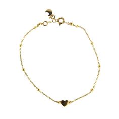 18k Yellow Gold Polished Center Heart with Beads Bracelet 7 inches with extra rings starting at 6.50 inches Heart With Beads, Gold Polish, Beads Bracelet, Solid Yellow, Beaded Bracelet, 50 %, Gift Box, Beaded Bracelets, Yellow Gold