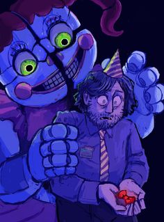 a drawing of a creepy clown holding a man's hand in front of him