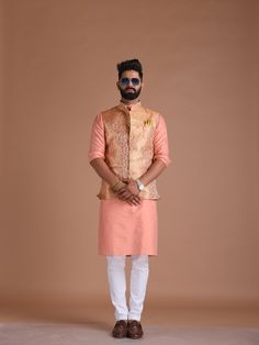 Important Instrucitons : We request you to kindly calculate the processing time of your order after the mutual confirmation on Bespoke measurements between us has taken place (either via message , e mail or form) Men can wear Half-Jackets and style them in many different ways. Want to look traditional? Great! Wear a Half Jodhpuri Jacket with your Mens Kurta and Pajama. Want to wear it to a party? Try Half Jodhpuri Jacket with Trousers. If you are all about comfort this summer, then these Half Ja Festive Pink Chanderi Nehru Jacket, Semi-stitched Chanderi Nehru Jacket In Straight Kurta Style, Nehru Jacket With Zari Work For Diwali, Semi-stitched Chanderi Nehru Jacket For Wedding, Fitted Self-design Bandhgala For Puja, Fitted Bandhgala With Self Design For Puja, Festive Fitted Bandhgala For Puja, Pink Nehru Jacket Straight Kurta For Diwali, Semi-stitched Chanderi Nehru Jacket For Navratri