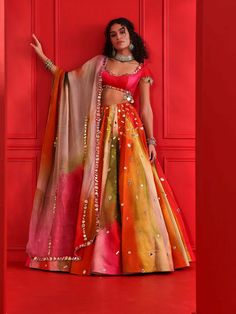 Editor's Note Exude elegance in this stunning watercolor lehenga with a matching blouse, a perfect blend of vibrant hues and graceful design, making you the center of attention at any event. Fabric: Satin organza, shantoon and organza Color: Multicolor Components: Lehenga, blouse and dupatta Occasion: Festive Note: Product colour may slightly vary due to photographic lighting sources Care: Dry clean only About the Designer Mahima Mahajan has injected a breath of fresh air into the Indian fashion Cheap Multicolor Traditional Wear With Unstitched Blouse, Affordable Multicolor Traditional Party Wear, Luxury Organza Choli For Festive Occasions, Marriage Clothes, Mahima Mahajan, Desi Couture, Lehenga And Blouse, Indian Bride Outfits, Dress Illustration