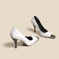 Looking for something chic and stylish? Check out our beautiful collection of cap toe heels!These stunning shoes are perfect for any formal or special occasion.Made from high quality leather. they are both comfortable and durable. The classic white color will go with any outfit. and the slip on design makes them easy to put on and take off. With a 3.5'' heel. they provide just the right amount of lift.Whether you're attending a wedding or going out for a night on the town. our Farah cap toe heel Slip On Heels, Stylish Footwear, Heels White, Footwear For Women, Ankle Strap Block Heel, Beautiful Heels, Stunning Shoes, White Slip, Shoe Size Chart