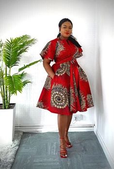 African Pencil Fabric Dress Ankara Print Fashion Design. This wonderful dress can be used for many occasions that require you to dress beautifully. Gorgeous, blue dress that many will love. Red Knee-length Mini Dress, Elegant Red Mid-length Dress, Chic Red Mid-length Dress, Anniversary Dresses, Wax Print Dress, Ankara Clothing, Dashiki Dress, Style Africain, African Print Skirt