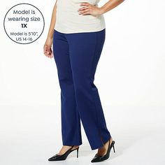 Colleen Lopez Perfect 10 Flare Leg Ponte Pant For classic style and a flattering silhouette, this ponte pant from Colleen Lopez has you covered. Solid Color Straight Stretch Bottoms, Solid Straight Stretch Bottoms, Blue Straight Pants For Fall, Chic Stretch Straight Bottoms, Blue Straight Pants For Work, Blue Straight Bottoms For Workwear, Blue Straight Bottoms For Work, Blue Stretch Pants With 5-inch Inseam, Classic Stretch Blue Dress Pants