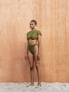 Andrea Iyamah Green Gara Bikini – Industrie Africa Resort Season Swimwear For Sunbathing, Chic Resort Season Swimwear, Chic Resort Season Beach Cover-up Swimwear, Chic Swimwear For Poolside Resort Season, Chic Swimwear For Resort Season Poolside, Fitted Beachy Swimwear For Resort Season, Fitted Swimwear For Beach Vacation, Chic Fitted Swimwear For Vacation, Chic Resort Season Swimwear For Pool