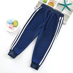 Sports Pants for Toddler Boy Children's Clothing - PrettyKid Blue Sweatpants For Jogging, Blue Cotton Sportswear Joggers, Blue Sportswear Bottoms With Letter Print, Cotton Gym Sweatpants With Three Stripes, Blue Sportswear Joggers With Three Stripes, Blue Three Stripes Joggers Sportswear, Blue Jogging Pants With Three Stripes, Blue Cotton Sportswear Pants, Blue Sportswear Pants With Three Stripes