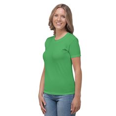 Get to know your new favorite tee—it's super smooth, super comfortable, and made from a cotton touch polyester jersey that won't fade after washing. • 95% polyester, 5% elastane (fabric composition may vary by 1%) • Premium knit mid-weight jersey • Four-way stretch fabric that stretches and recovers on the cross and lengthwise grains • Regular fit Stretch Short Sleeve T-shirt With Sublimation Print, Green Moisture-wicking T-shirt With Crew Neck, Green Sublimation Print Jersey T-shirt, Green Jersey T-shirt With Sublimation Print, Fitted Jersey T-shirt With Sublimation Print, Green Stretch Crew Neck T-shirt, Basic Fitted T-shirt With Moisture-wicking, Fitted Short Sleeve Jersey T-shirt, Basic Solid Moisture-wicking T-shirt