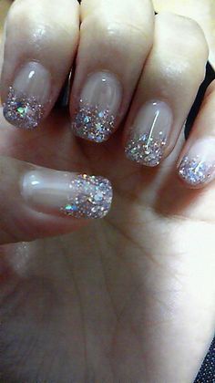 cute, fashion, glitter, long nails... Would be PERFECT wedding nails!! White Tips With Diamonds, Silver And Nude Nails, Holiday Nails Sparkle, Pedicure With Rhinestones, White Holiday Nails, Sparkle French Manicure, Glitter Pedicure, Sparkly Acrylic Nails, Wedding Nail Art Design