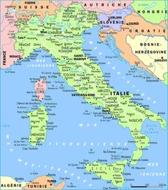 a map of italy with all the major cities and towns on it's borders