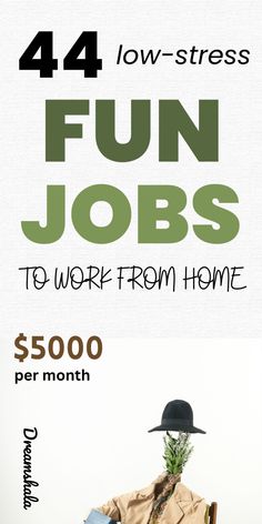 a man sitting in a chair with the words fun jobs to work from home $ 500 per month