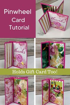 the instructions for how to make a handmade greeting card with flowers and leaves on it