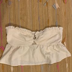 Pacsun Crop Top. Cream Color. Never Worn Was Too Big On Me Spring Vacation Bandeau Crop Top, Summer Bandeau Top For Beachwear, Spring Vacation Bandeau Tops, Spring Bandeau Top For Beach, Spring Beach Bandeau Top, White Summer Crop Top For Vacation, Spring Beach Bandeau Crop Top, Bandeau Crop Top For Beach In Spring, Spring Bandeau Crop Top For Beach