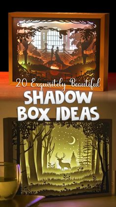 Shadow Box Pictures Cricut, 3d Light Box Diy, Light Boxes Ideas, Crafts With Boxes Decor, Shadow Frames Ideas, Easy Shadow Box Diy, Light Shadow Box Ideas, Shadow Box Background Ideas, Light Up Shadow Box Ideas