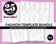 the fashion templates bundle includes three different designs, including one woman's body and two