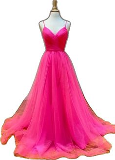 Hot Pink Prom Dresses, Bridesmaid Dresses Color Palette, Hot Pink Prom Dress, Sweep Train Prom Dress, Prom Dresses Long Pink, Prom Dresses With Pockets, Lace Prom Dress, Pink Prom, Bridesmaid Dress Colors