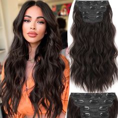 PRICES MAY VARY. 🌟【Healthy Material】Long wavy hair extensions are made of heat-resistant synthetic fibers. Tangle-free, silky, soft, natural-looking, long-lasting, wide-tooth comb. Compared with traditional hair extensions, there is no tape and no damage to the hair. Our hair extensions are secured with only BB clips and you can do it in just a few minutes. Long curly hair will give you a charming and elegant look. 🌟【More Comfortable, Healthier】Easy to operate, easy to wear, excellent quality Hair Extensions Long, Hair Extensions Clip, Extensions Clip In, Wavy Hair Extensions, Natural Hair Extensions, Long Hair Extensions, Detangler Spray, Synthetic Hair Extensions, Clip In Hair