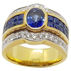 Blue Sapphire Diamond, Gold Ring Sets, Blue Sapphire Rings, Pretty Rings, Gold Diamond Rings, Ring Set, Pretty Things, Ring Sets, Blue Sapphire