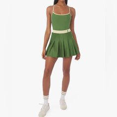 New With Tags - Matching Top Also Available In Medium! Green Tennis Skirt, Matching Skirt Set, Skirt Top Set, Blazer And Skirt Set, Tennis Match, Blazer And Skirt, Tennis Skort, Green Blazer, Skirt Sets