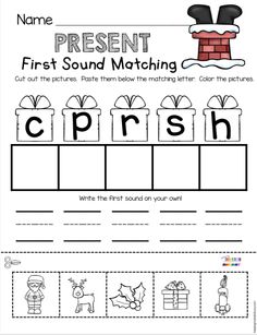 the first sound matching worksheet for children to practice their handwriting and writing skills