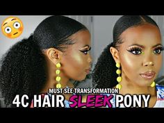 Slick Ponytail Weave 4c Hair, Sleek Ponytail 4c Hair, Sleek Natural Ponytail, 4c Hair Ponytail Styles, Styling Gel Ponytail Hairstyles, 4c Ponytail Hairstyles, Styling Gel For Natural Hair, Afro Ponytail Hairstyles, Natural Hair Ponytail Styles