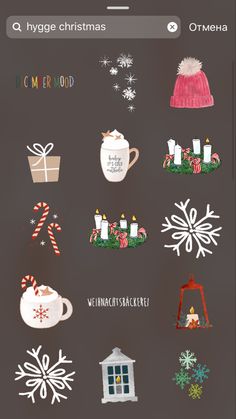 an iphone screen with christmas stickers and other items on the phone, as well as text