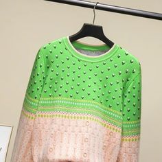 Main fabric composition: wool Green Long Sleeve Knit Sweater, Fitted Cashmere Sweater For Spring, Green Jacquard Knit Outerwear For Fall, Green Soft Knit Cotton Sweater, Green Cotton Soft Knit Sweater, Green Knit Winter Sweater, Spring Wool Knitted Outerwear, Green Knit Sweater For Winter, Winter Green Knit Sweater