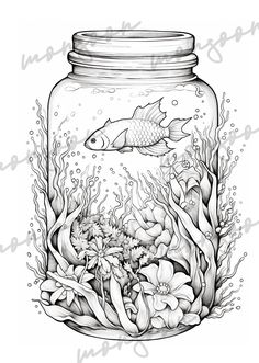 ★Jars in Wonderland Grayscale Coloring Book printable★A wonderful detailed fantasy coloring book The coloring book includes 30 pp. A4 Jars full of little Girls, surreal landscapes, deer, fishes, ships and many more. A perfect gift for all fantasy and wonderland fans. This book is also available as digital version. Tattoo Coloring Book, Digital Coloring Pages, Adult Coloring Books Printables, Grayscale Coloring Books, Free Adult Coloring Pages, Adult Coloring Book Pages, Digital Coloring, Grayscale Coloring, Elegant Tattoos