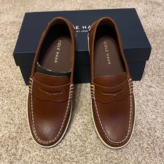 Brand New, Never Used. Cole Haan Pinch Road Trip Pen, Sz 7 Color: Woodbury Casual Brown Wingtip Slip-ons, Casual Wingtip Loafers With Cushioned Footbed, Monk Strap Dress Shoes, Cole Haan Loafers, Grey Loafers, Buckle Loafers, Moccasins Style, Blue Suede Shoes, Driving Loafers