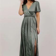 Nwt, Never Worn. Shiloh Satin Maxi Dress | Eucalyptus - L Baltic Born Dresses Closet, Eucalyptus Color, Baltic Born, Work Meeting, Dress Closet, Satin Maxi, Satin Maxi Dress, Maxi Dress, Satin