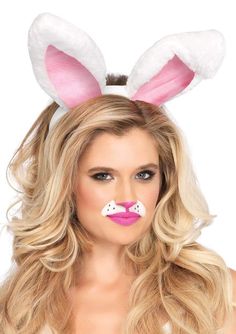 color_white Bunny Makeup Halloween, Cute Bunny Costume, Rabbit Ears Headband, Bunny Ears And Tail, Diy Face Paint, Easter Bunny Costume, Bunny Ears Headband, Special Fx Makeup, Easter Bunny Ears