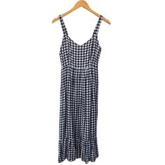 Adorable Blue And White Gingham, Lined, Adjustable Straps. Casual Gingham Plaid Dress For Vacation, Casual Sleeveless Plaid Dress For Brunch, Plaid Sundress For Brunch, Casual Gingham Plaid Dress For Picnic, Casual Gingham Plaid Dress For Picnics, Casual Cotton Plaid Dress For Vacation, Plaid Sundress For Vacation, Casual Gingham Plaid Dress For Daywear, Casual Plaid Gingham Dress For Daywear