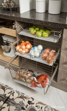 an open cabinet filled with lots of food