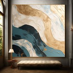 Large Gold and Blue Abstract Wall Art Gold and Blue Texture Painting Gold and Blue Wave Beach Art Luigi Galvani, Plaster Art Texture, Teal Inspiration, Pop Art Colors, Wabi Sabi Wall Art, Abstract Art For Sale, Modern Pop Art, Free Frames, Textured Canvas