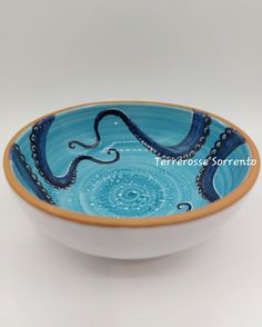 a bowl with an octopus design on it