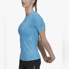 Adidas Womens Tech Fit Compression Shirt Short Sleeve Blue Hn9074 Plus Size 1x New With Tag. Dryness And Comfort Can Get You Through The Toughest Workouts. This Women's Adidas Training T-Shirt Is Built To Maximize Your Energy And Features Mesh Panels For Added Airflow And Aeroready To Manage Moisture. The Slim Fit Hugs Your Body Like A Second Skin. Measurements Chest 20” Length 25” V-53 Blue Casual Tops With Medium Support, Casual Blue Tops With Medium Support, Fitted Adidas Moisture-wicking Tops, Adidas Fitted Moisture-wicking Top, Adidas Crew Neck Running Tops, Fitted Blue T-shirt For Running, Adidas Moisture-wicking Stretch Tops, Adidas Stretch Moisture-wicking Tops, Functional Blue Crew Neck Top