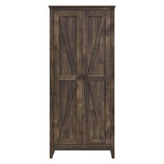 the armoire is made from wood and has two doors