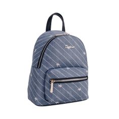 David Jones Women Blue Denim Jeans Fashion Backpack Small Casual Everyday Trave. Ch21053 David Jones Women Fashion Blue Denim Jean Dome Shaped Backpack With Dotted Stripes And Brand Name And Logo. Unique Design In Blue Jean Denim Material. Small Size Backpack For Everyday Use, Trip Or Travel. Nice Color Easy To Match With The Outfit. Size : 9" X 5" X 10" Material : Blue Denim Jean. Features : Blue Denim Backpack With Brand Name And Logo Print. One Large Zip Pocket On The Front. One Zip Pocket On Trendy Denim Backpack With Zipper Closure, Back To School Denim Bag With Zipper Closure, Back To School Denim Bags With Zipper Closure, Denim Blue Backpack With Zipper For Daily Use, Denim Blue Travel Backpack, Denim Blue Standard Backpack For Travel, Denim Blue Travel Backpack With Zipper, Denim Blue Travel Backpack With Zipper Closure, Denim Blue Backpack With Zipper Closure For Everyday Use