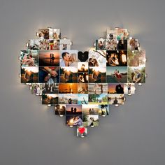 a heart shaped photo collage made up of photos