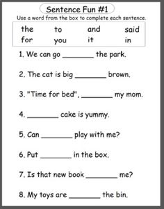 sentence worksheet for kids with pictures and words to describe the word's