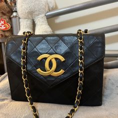 Lamb Skin, In Good Condition, H 6” W81/2” D 2 1/2” With Card, No Hologram Only Sticker.. Chanel Vintage, Chanel Bags, D 2, Vintage Chanel, Chanel Bag, Limited Time, Chanel, Bag Lady, Shoulder Bag