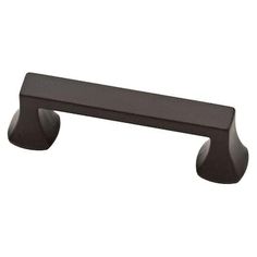 a black cabinet handle on a white background