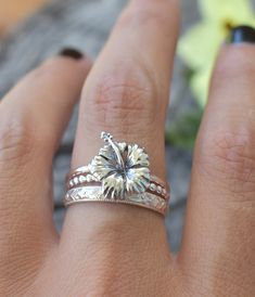 "Hibiscus Flower Rings Set of 3 details below: -Solid .925 sterling silver -Hibiscus measures 13mm x 11mm /Smooth Ring Band 1.2mm width -Choice of stack ring set -A: Boho Floral Band 3mm width/Bead band 1.2mm -B: Floral Leaf Band 3mm width/ Hammered band 1.2mm -Available in US sizes 1-11 with half sizes. *Single Hibiscus Ring here: https://www.etsy.com/listing/832806776/hibiscus-ring-hibiscus-flower-ring?frs=1 Looking for a last minute or unique Christmas gift? Visit our \"READY TO SHIP\" sectio Flower Shaped Stackable Promise Rings, Stackable Flower Promise Rings, Silver Stackable Flower Ring, Stackable Flower Sterling Silver Ring, Stackable Silver Flower Ring, Adjustable Stackable Flower Ring In Sterling Silver, Adjustable Stackable Sterling Silver Flower Ring, Sterling Silver Flower Stackable Rings For Wedding, Sterling Silver Flower Shaped Stackable Rings