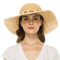 Raffia straw floppy sun hat with string of white seashells, Beach Hat, Travel Hat, Sun Hat, UPF50+ Handmade 100% natural raffia straw UPF 50+ Adjustable inner drawstring Brim: 4 in.   FUR FELT HATS OR WOOL HAT  ] ●  to dust off, use a soft brush. Gently brush, working your way around in a counter-clockwise direction. ●  Steam it to shape if necessary  [ STRAW HATS ] ●  Spot cleans the brim only using a soft cloth and cold water then allow it to naturally dry. ●  Steam your hat to reshape, if nec White Seashells, Counter Clockwise, Floppy Sun Hat, Suede Hat, Floppy Sun Hats, Felt Hats, Travel Hat, Straw Hats, Leather Hats