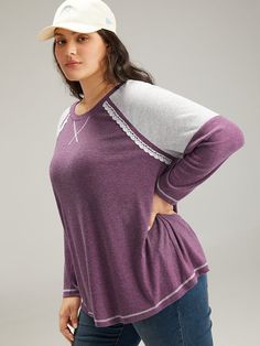 Shop Two Tone Lace Trim Stitch Raglan Sleeve T-shirt at BloomChic. Plus Size Clothing & Plus Size T-shirts. BloomChic is a digital-first fashion and lifestyle destination for modern women sizes 10-30. Womens Trendy Tops, Clothing Plus Size, Modern Women, Sleeve Detail, Trendy Tops, Plus Size T Shirts, Fashion And Lifestyle, Plus Size Clothing, Raglan Sleeve